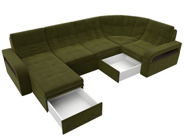 П-образный диван Лига-035, Зеленый (Микровельвет) в Нижнекамске - предосмотр 2