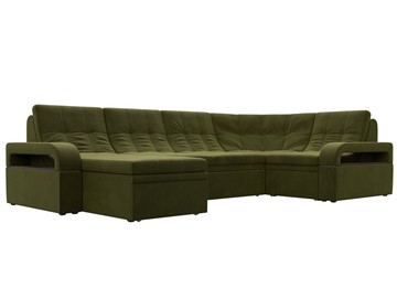 П-образный диван Лига-035, Зеленый (Микровельвет) в Нижнекамске