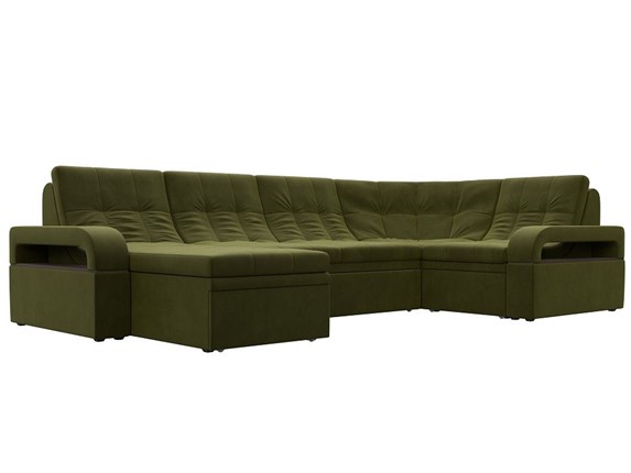 П-образный диван Лига-035, Зеленый (Микровельвет) в Нижнекамске - изображение