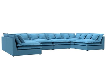 П-образный диван Лига-040, Амур голубой (рогожка) в Нижнекамске