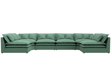 Большой П-образный диван Лига-040, Амур зеленый (рогожка) в Нижнекамске - предосмотр 1