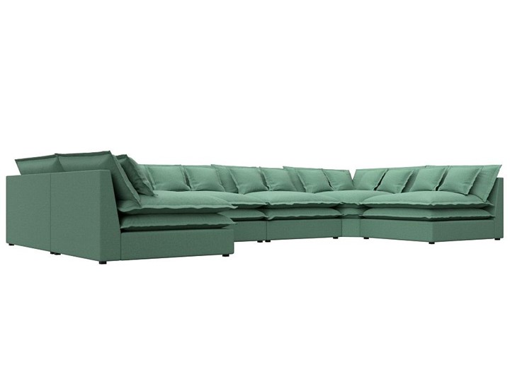 Большой П-образный диван Лига-040, Амур зеленый (рогожка) в Альметьевске - изображение 2