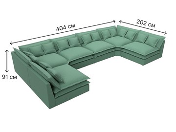 Большой П-образный диван Лига-040, Амур зеленый (рогожка) в Альметьевске - предосмотр 6