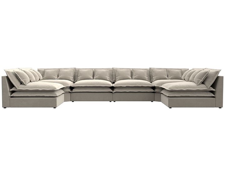 Большой П-образный диван Лига-040, Бежевый (микровельвет) в Нижнекамске - изображение 1