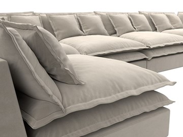Большой П-образный диван Лига-040, Бежевый (микровельвет) в Нижнекамске - предосмотр 3