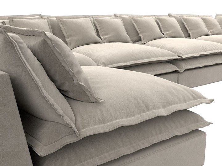 Большой П-образный диван Лига-040, Бежевый (микровельвет) в Нижнекамске - изображение 3