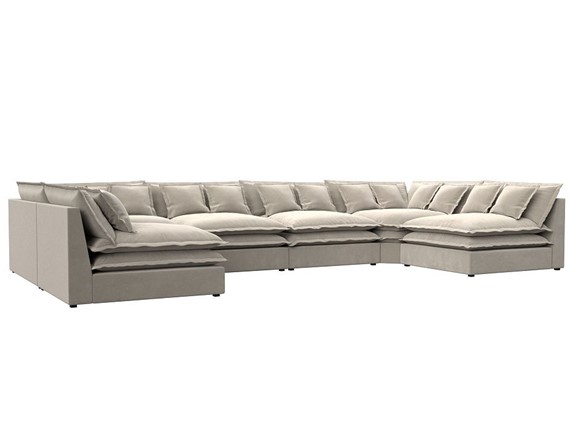 Большой П-образный диван Лига-040, Бежевый (микровельвет) в Нижнекамске - изображение