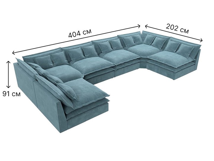 П-образный диван Лига-040, Бирюзовый (велюр) в Нижнекамске - изображение 6