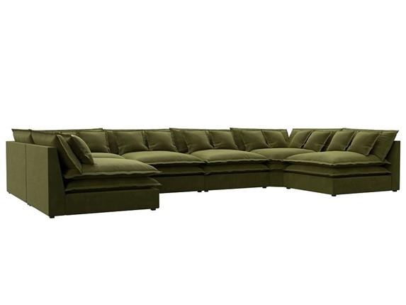 П-образный диван Лига-040, Зеленый (микровельвет) в Альметьевске - изображение