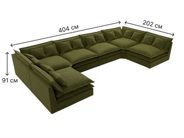 П-образный диван Лига-040, Зеленый (микровельвет) в Альметьевске - предосмотр 6