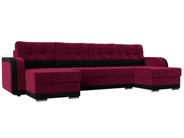 П-образный диван Марсель, Бордовый\Черный (Микровельвет) в Нижнекамске
