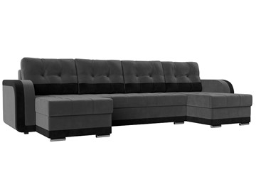 П-образный диван Марсель, Серый\Черный (велюр) в Набережных Челнах