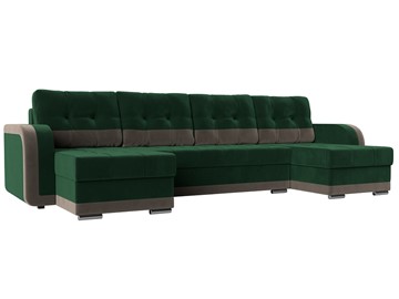 П-образный диван Марсель, Зеленый\Коричневый (велюр) в Нижнекамске - предосмотр