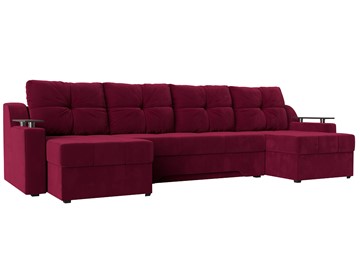 Большой П-образный диван Сенатор, Бордовый (Микровельвет) боннель в Нижнекамске