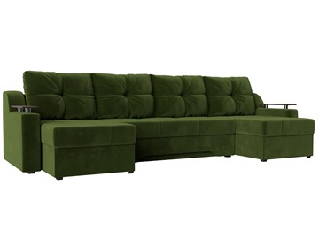 П-образный диван Сенатор, Зеленый (Микровельвет) боннель в Нижнекамске - предосмотр