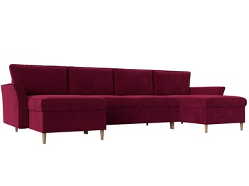 Большой П-образный диван София, Бордовый (Микровельвет) в Альметьевске