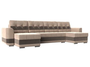 П-образный диван Честер, Бежевый/коричневый (велюр) в Альметьевске