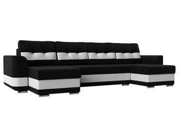 П-образный диван Честер, Черный/белый (вельвет/экокожа) в Альметьевске
