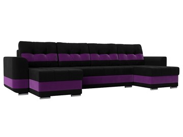 П-образный диван Честер, Черный/фиолетовый (вельвет) в Нижнекамске - предосмотр