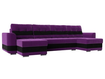 П-образный диван Честер, Фиолетовый/черный (вельвет) в Нижнекамске