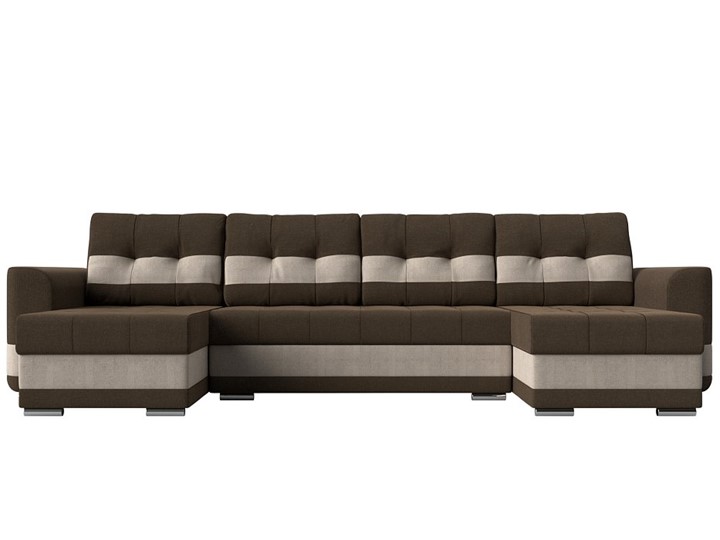 П-образный диван Честер, коричневый/бежевый (рогожка) в Нижнекамске - изображение 1