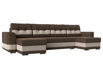 П-образный диван Честер, коричневый/бежевый (рогожка) в Нижнекамске - предосмотр