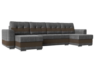 П-образный диван Честер, Серый/коричневый (рогожка) в Нижнекамске