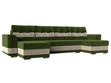 П-образный диван Честер, Зеленый/бежевый (вельвет) в Альметьевске