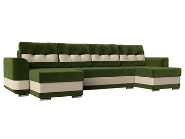 П-образный диван Честер, Зеленый/бежевый (вельвет/экокожа) в Альметьевске