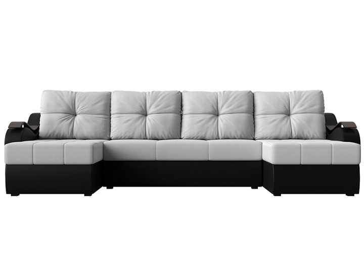 П-образный диван Меркурий П, Белый/черный (экокожа) в Нижнекамске - изображение 1