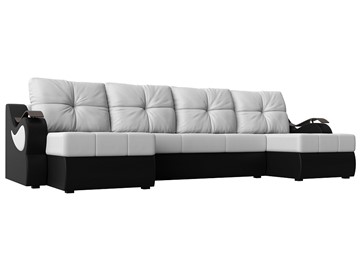 П-образный диван Меркурий П, Белый/черный (экокожа) в Альметьевске