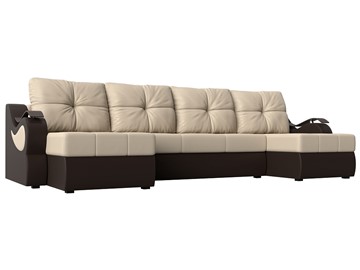 П-образный диван Меркурий П, Бежевый/коричневый (экокожа) в Набережных Челнах