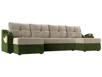 П-образный диван Меркурий П, Бежевый/зеленый (вельвет) в Нижнекамске