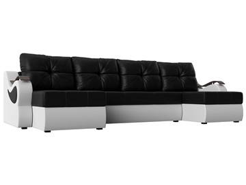 П-образный диван Меркурий П, Черный/белый (экокожа) в Альметьевске