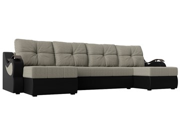 П-образный диван Меркурий П, Корфу 02 (рогожка)/черный (экокожа) в Нижнекамске
