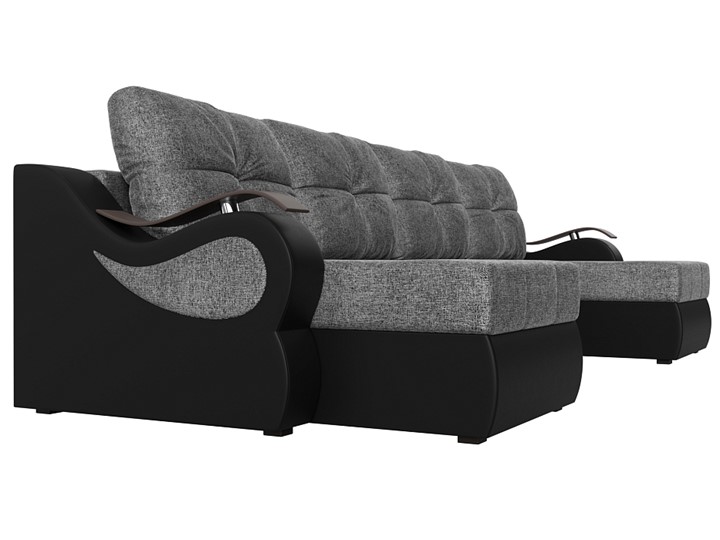 П-образный диван Меркурий П, Серый/черный (рогожка/экокожа) в Нижнекамске - изображение 2