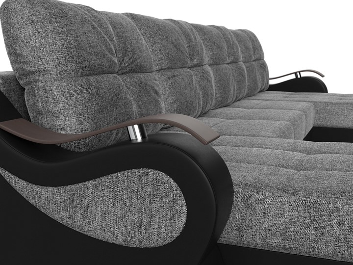 П-образный диван Меркурий П, Серый/черный (рогожка/экокожа) в Нижнекамске - изображение 3
