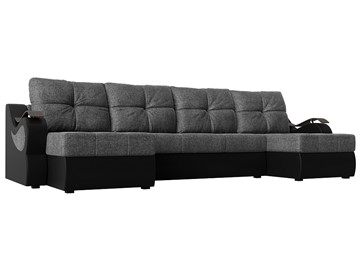 П-образный диван Меркурий П, Серый/черный (рогожка/экокожа) в Нижнекамске