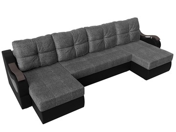 П-образный диван Меркурий П, Серый/черный (рогожка/экокожа) в Нижнекамске - предосмотр 4