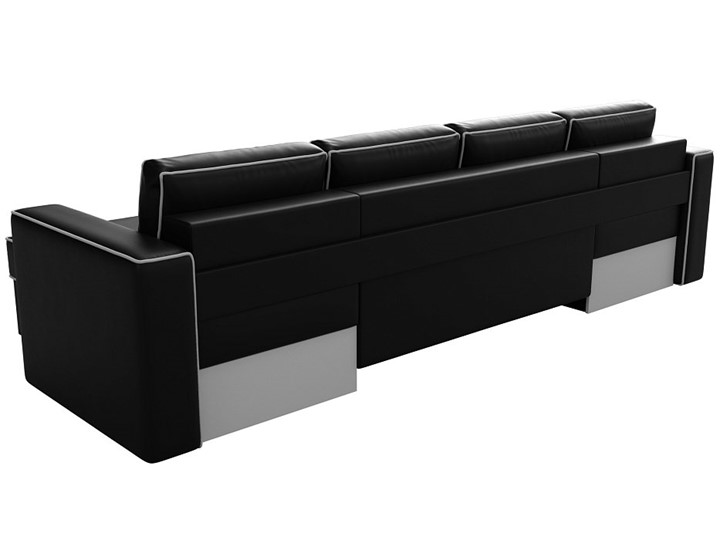 Большой П-образный диван Принстон, Черный (Экокожа) боннель в Нижнекамске - изображение 4