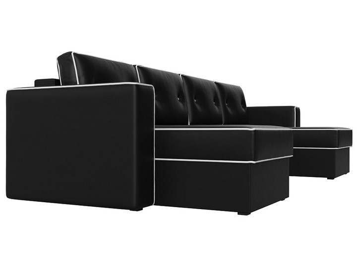Большой П-образный диван Принстон, Черный (Экокожа) боннель в Нижнекамске - изображение 7