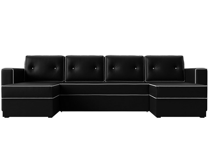 Большой П-образный диван Принстон, Черный (Экокожа) боннель в Нижнекамске - изображение 8