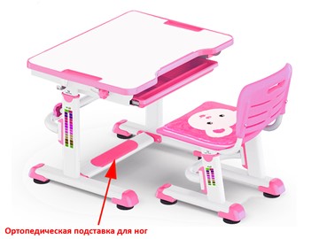 Растущая парта и стул Mealux BD-08 Teddy, pink, розовая в Нижнекамске