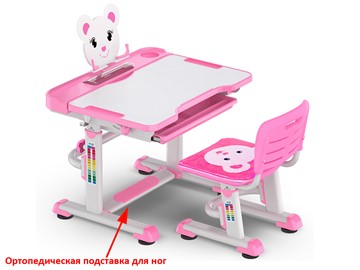 Стол растущий и стул Mealux EVO BD-04 Teddy New XL, WP, розовая в Альметьевске