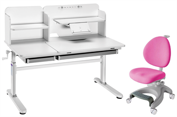 Комплект парта + кресло Iris II Grey + Cielo Pink + чехол для кресла в подарок в Казани - предосмотр