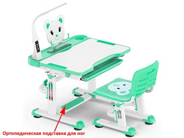 Растущий стол и стул Mealux EVO BD-04 Teddy New XL, с лампой, green, зеленая в Нижнекамске - предосмотр