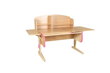 Растущий стол 1/75-40 (СУТ.25) + Polka_b 1/550 (2 шт.) + Polka_n 1/1200  бежевый/бежевый/розовый в Альметьевске