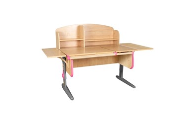 Детский стол-трансформер 1/75-40 (СУТ.25) + Polka_b 1/550 (2 шт.) + Polka_n 1/1200 бежевый/серый/розовый в Набережных Челнах