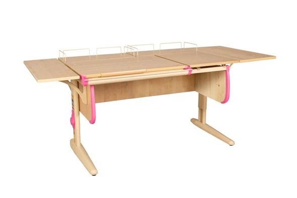 Растущий стол 1/75-40 (СУТ.25) + Polka_z 1/600 (2 шт.) + Polka_b 1/550 (2 шт.) бежевый/бежевый/розовый в Нижнекамске - изображение