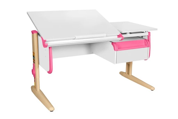 Детский стол-трансформер 1/75-40 (СУТ.25) + Tumba 1 Белый/Бежевый/розовый в Нижнекамске - изображение 3